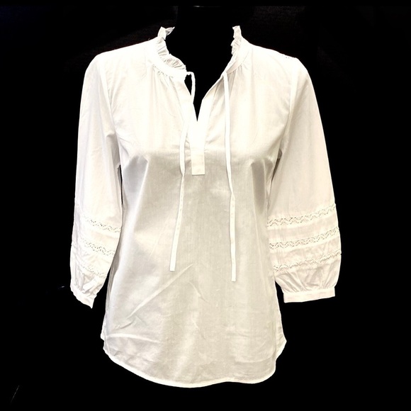 Talbots Tops - TALBOTS Women's White Peasant Style 3/4 Sleeve Top